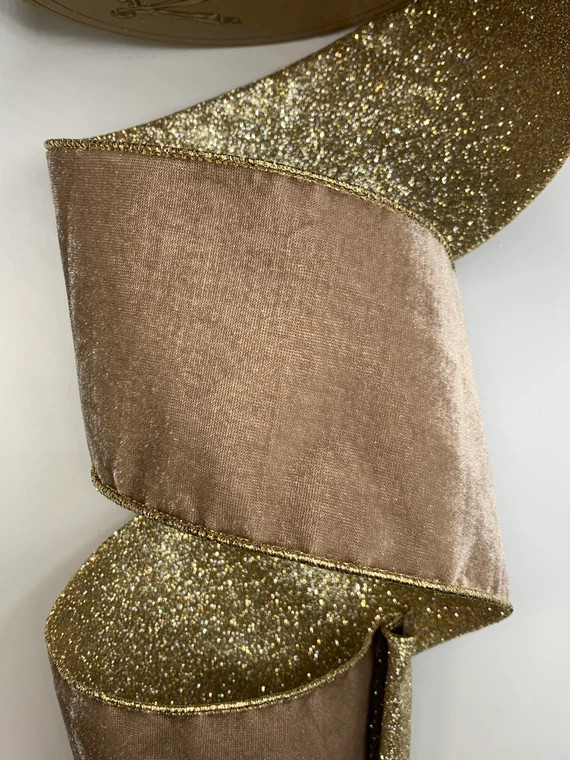 4 Taupe Velvet Ribbon  Platinum Glitter Back  Wired - Etsy | Etsy (US)