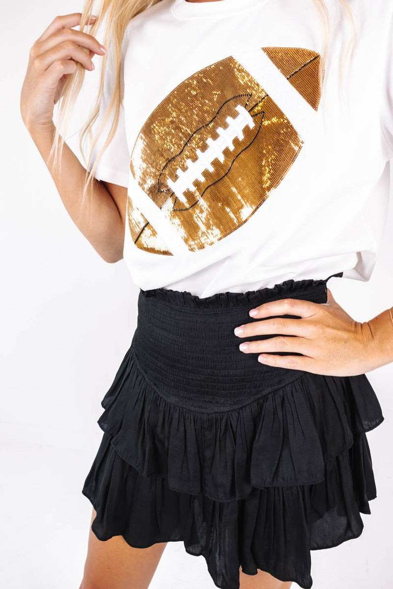 Queen Of Sparkles Football Tee - Gold | The Impeccable Pig