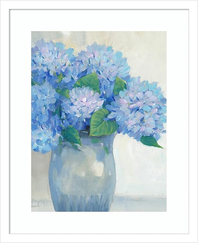Amanti Art Framed Wall Art Print (17x21) Blue Hydrangeas in Vase I by Tim O'Toole Framed Poster f... | Amazon (US)