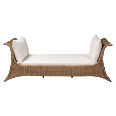 Bali & Pari Kalisha Natural Rattan Daybed With Cushions - Coastal Boho Indoor Lounge Sofa Bench For Living Room, Sunroom, Or Bedroom Relaxation | Wayfair North America