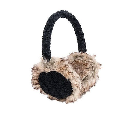 Nirvanna Designs Cable Earmuffs with Faux Fur - QVC.com | QVC