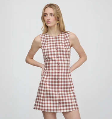 The Angie Dress - Cognac Gingham Cognac Gingham / XL | Hill House Home US