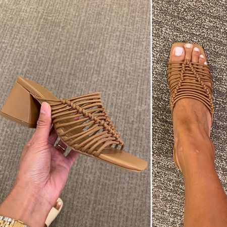 Sandals. Chic style and comfortable. Walkable. Stretchy upper. Block heel. Also comes in black  May not be best option for wide feet. True to size  

#LTKunder50 #LTKsalealert #LTKshoecrush