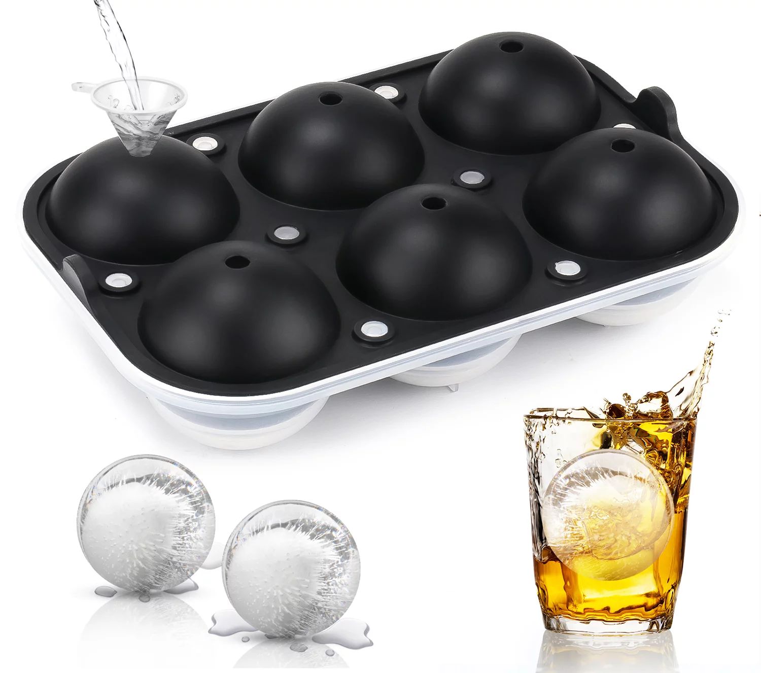 Ticent Whiskey Ice Ball Mold - 2.5 Inch Large Round Ice Cube Mold, Easy Release Silicone Ice Cube... | Walmart (US)