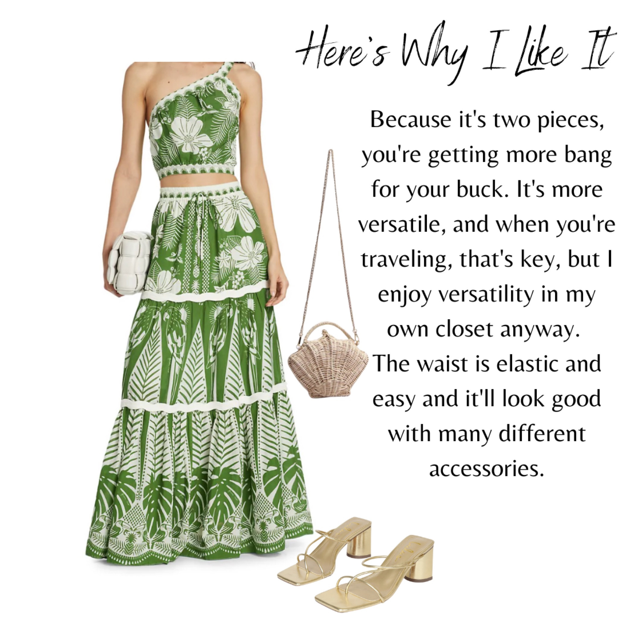 Here’s Why I Like It:
-versatility because it’s two pieces, so you can mix and match
-can go with a lot of accessories
-PERFECT vacation outfit or honeymoon outfit, but would be great for any event in the spring or summer
-The top and bottom can come closer together if you’d like to show less midriff


Summer dress, spring dress, vacation outfit, resort wear, honeymoon outfit, wedding shower, bridal shower, seashell purse, shell purse, farm Rio, lulus, dsw, Saks, farm Rio macaw, macaw elegance 

#LTKstyletip #LTKtravel #LTKitbag