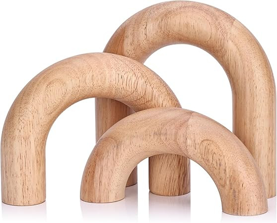 LCCCK 3PCS Wood Knot Arch Sculpture Bookcase Modern Decorative Objects, Neutral Aesthetic Book Sh... | Amazon (US)