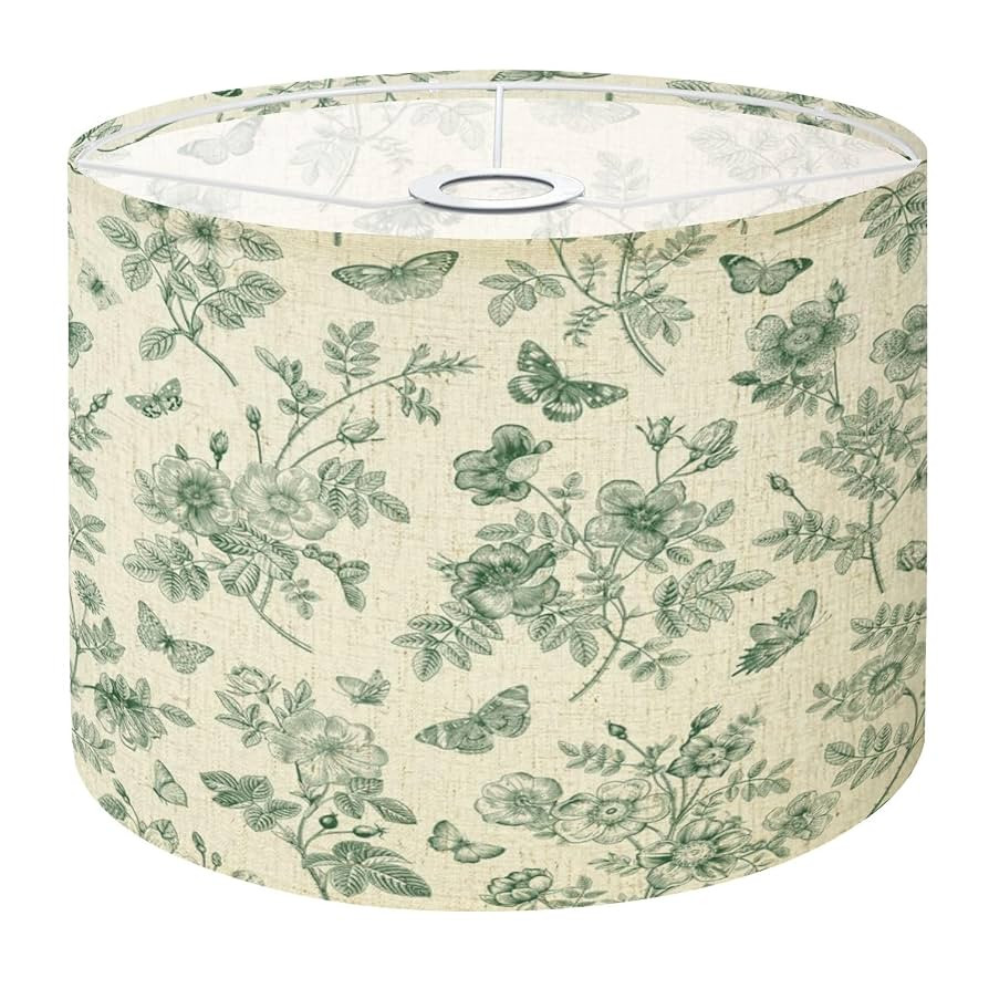 Boho Drum Lamp Shades - 11" x 11" x 8.9" Vintage floral Seamless Wild Roses butterflies Green whi... | Amazon (US)