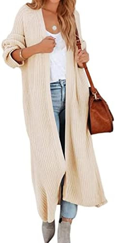 Women's Oversized Long Cardigan Sweaters Long Sleeve Split Open Front Drape Knit Duster Coat | Amazon (US)