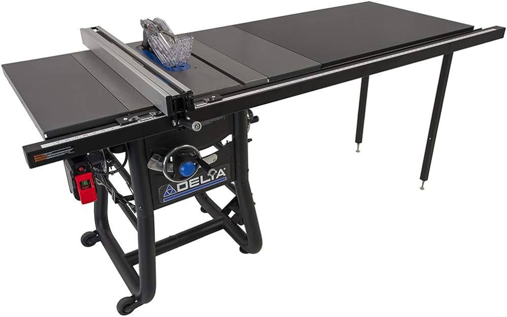 Delta 36-5052T2 Contractor Table Saw with 52" Rip Capacity and Steel Extension Wings | Amazon (US)