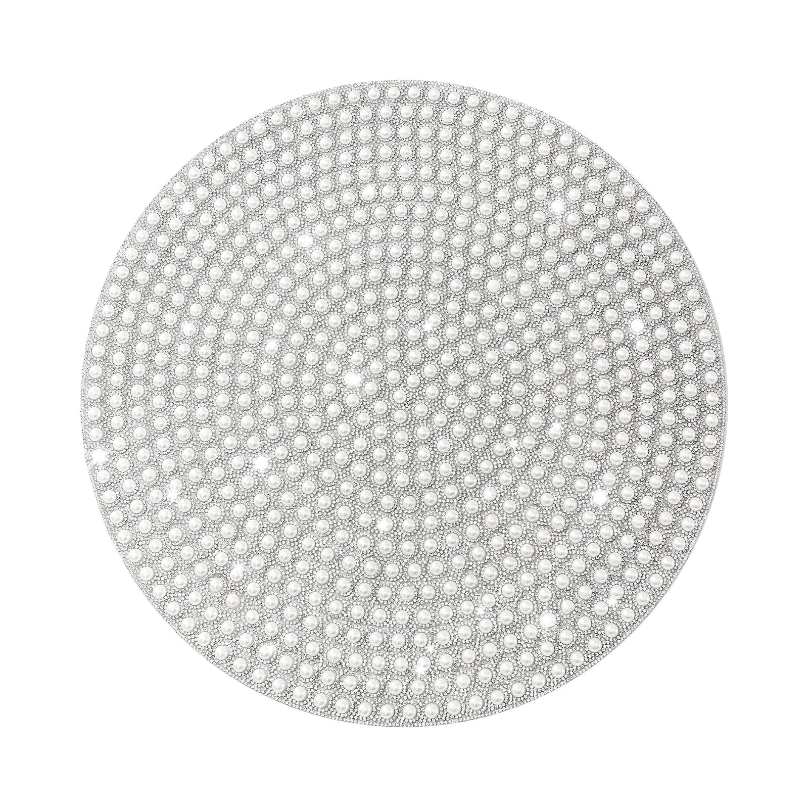 Pearl Round Placemat, 15-inch Anti-Slip Tablescapes Decorations Sparkling Bling Rhinestones Silve... | Amazon (US)