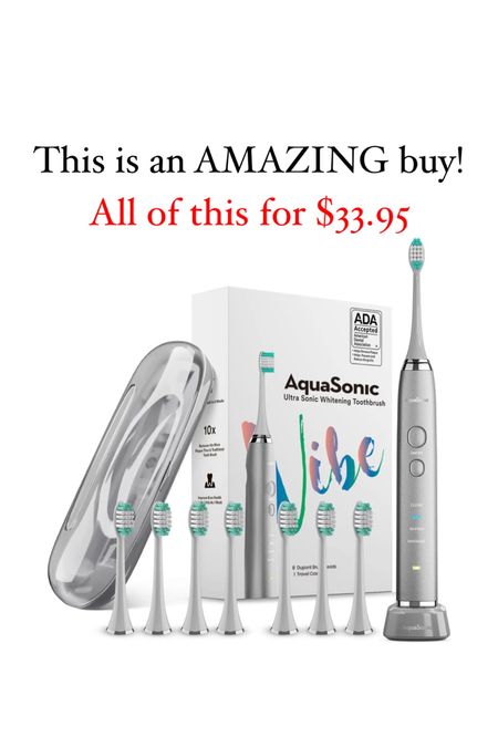 UltraSonic whitening toothbrush with 8 brush heads and travel case for $33.95! This is an amazing deal! 

#LTKfamily #LTKunder50 #LTKsalealert