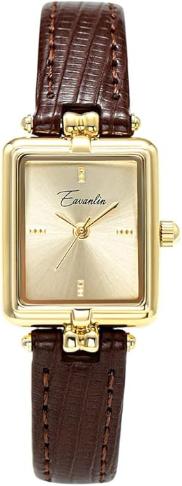 Womens Fashion Gold Vintage Rectangular Quartz Watch Leather Band Waterproof Simple Dainty Casual... | Amazon (US)