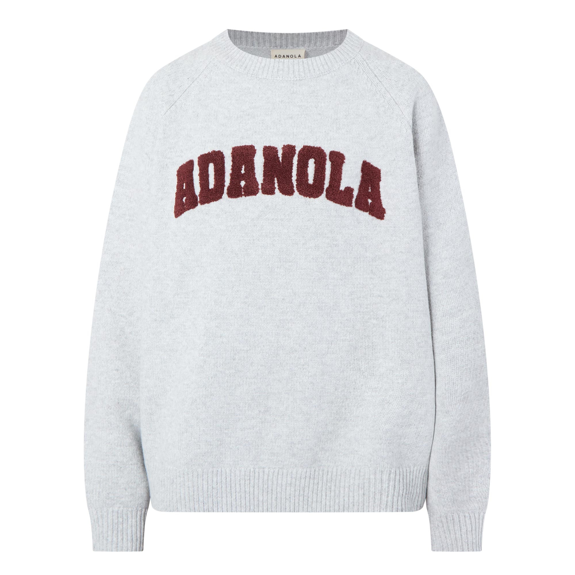 ADANOLA Varsity Logo Boucle Sweater - Light Grey Melange | Brown Thomas (IE)