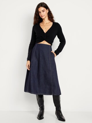 High-Waisted Jean Midi Skirt | Old Navy (US)