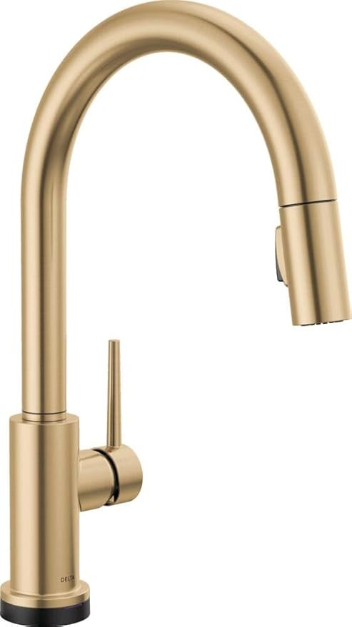 Delta Trinsic Brushed Gold Touch Kitchen Faucet with Pull Down Sprayer, Modern Single Hole Touch ... | Amazon (US)