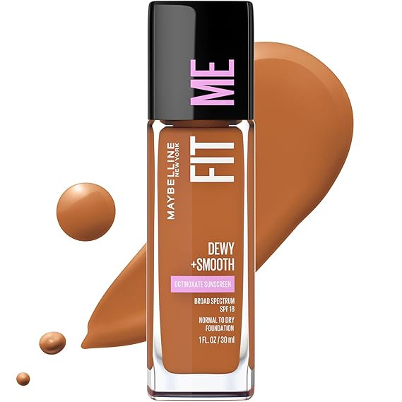 Maybelline Fit Me Dewy + Smooth Liquid Foundation Makeup, Mocha, 1 Count (Packaging May Vary) | Amazon (US)