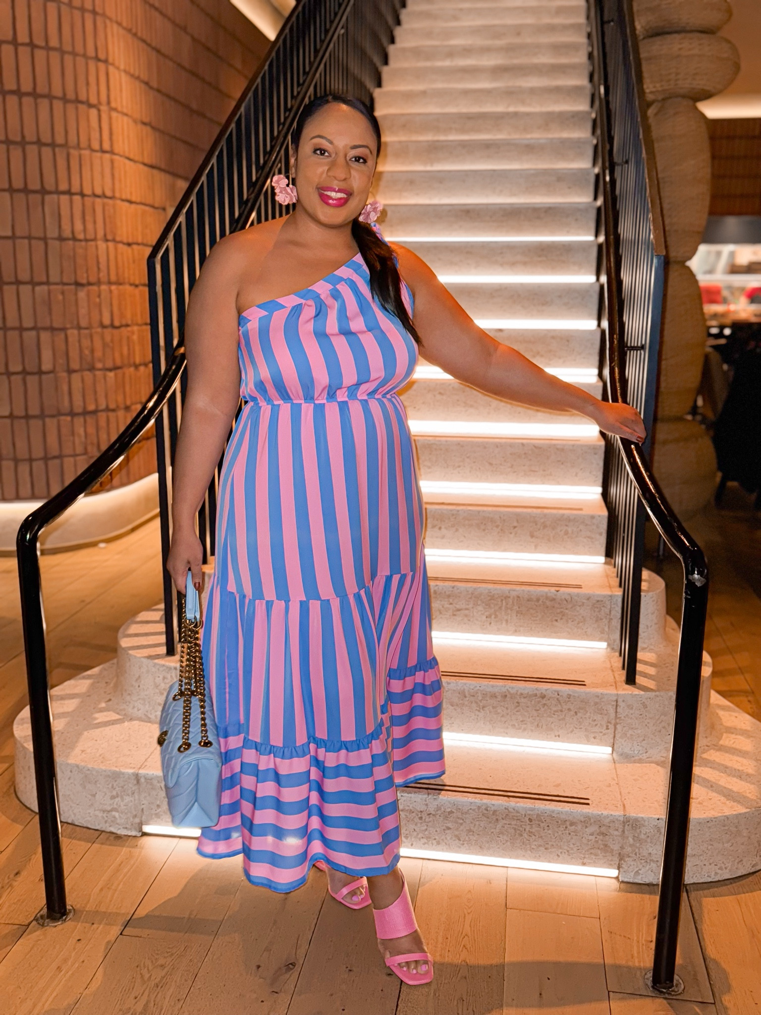 One shoulder flowy maxi dress, wedge sandals

#LTKFindsUnder50 #LTKShoeCrush #LTKMidsize
