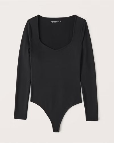 Women's Long-Sleeve Double-Layered Seamless Fabric Sweetheart Bodysuit | Women's Tops | Abercrom... | Abercrombie & Fitch (US)