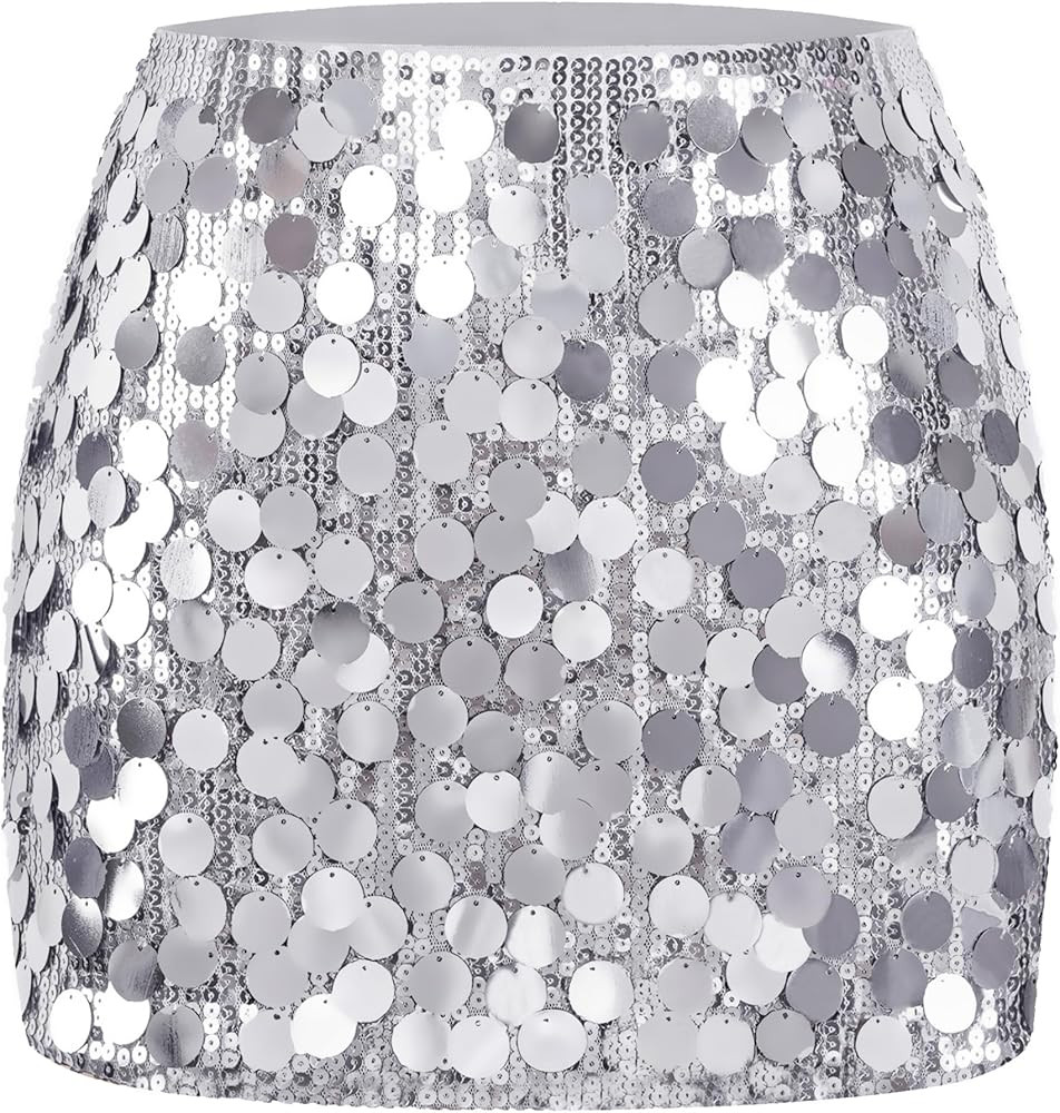 MANER Women's Sequin Mini Skirt Sparkle Stretchy Bodycon Night Out Party Skirts | Amazon (US)