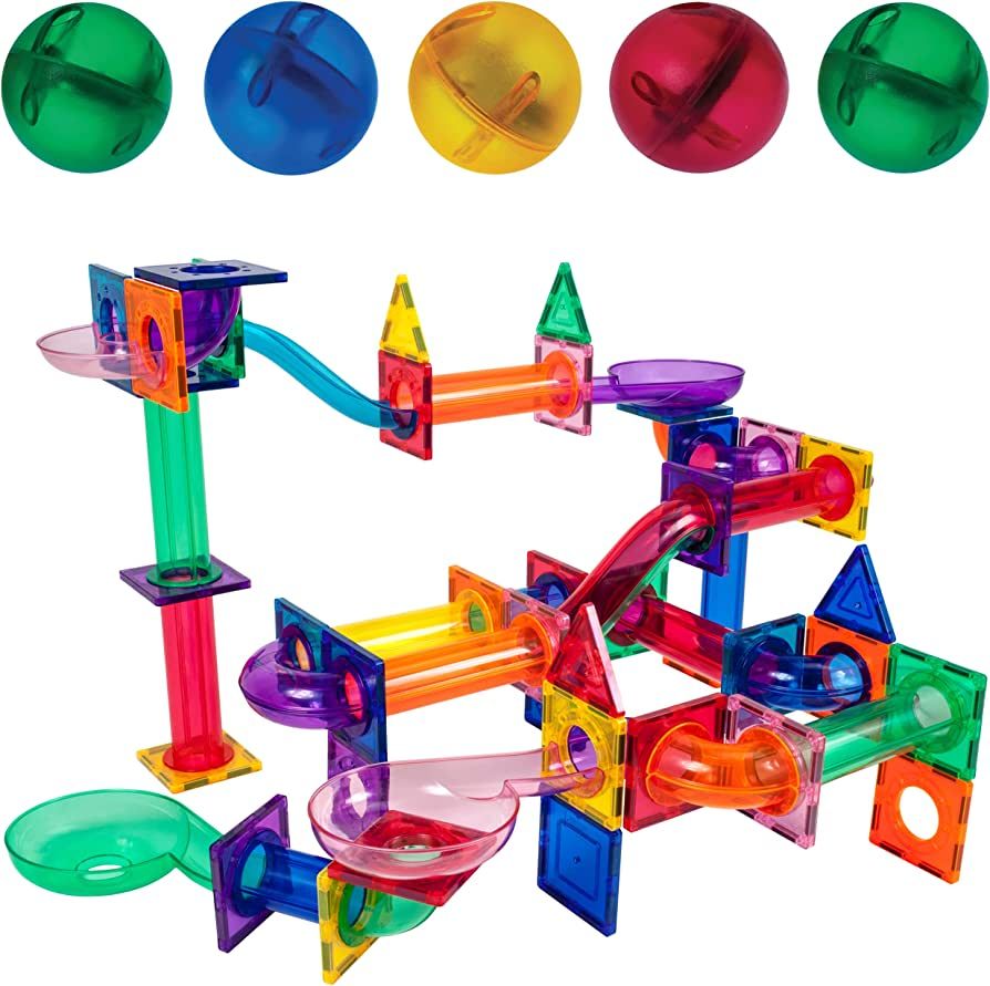 PicassoTiles Marble Run 100 Piece Magnetic Tile Race Track Toy Play Set STEM Building & Learning ... | Amazon (US)