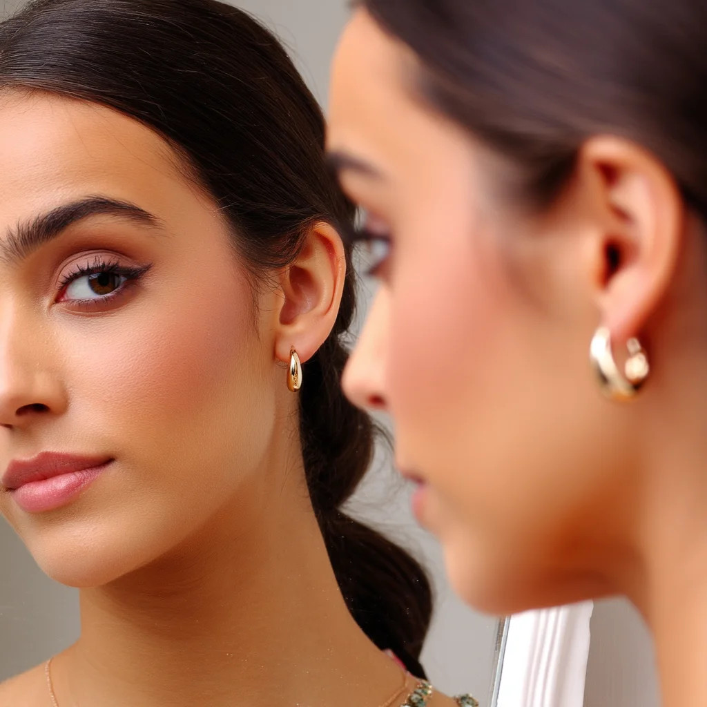 Amy and Annette 14K Gold Graduated Hoop Huggie Earring in 14K Yellow Gold Plated | Walmart (US)