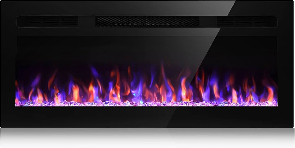 LITSDFM 43 Inch Electric Fireplace, Recessed and Wall Mounted Fireplace, Fireplace Heater and Lin... | Amazon (US)