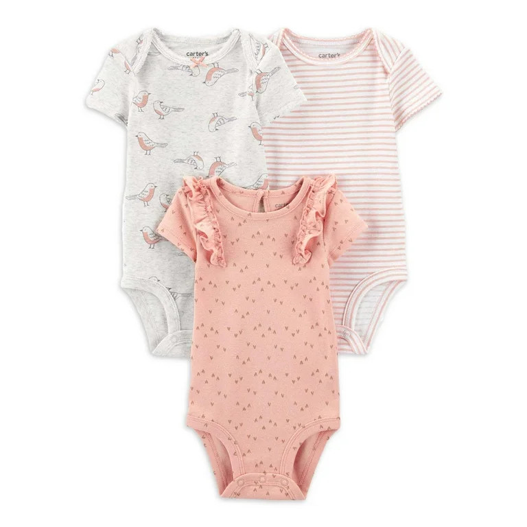 Carter's Child of Mine Baby Girl Bodysuit, 3-Pack, Sizes Preemie-18M | Walmart (US)