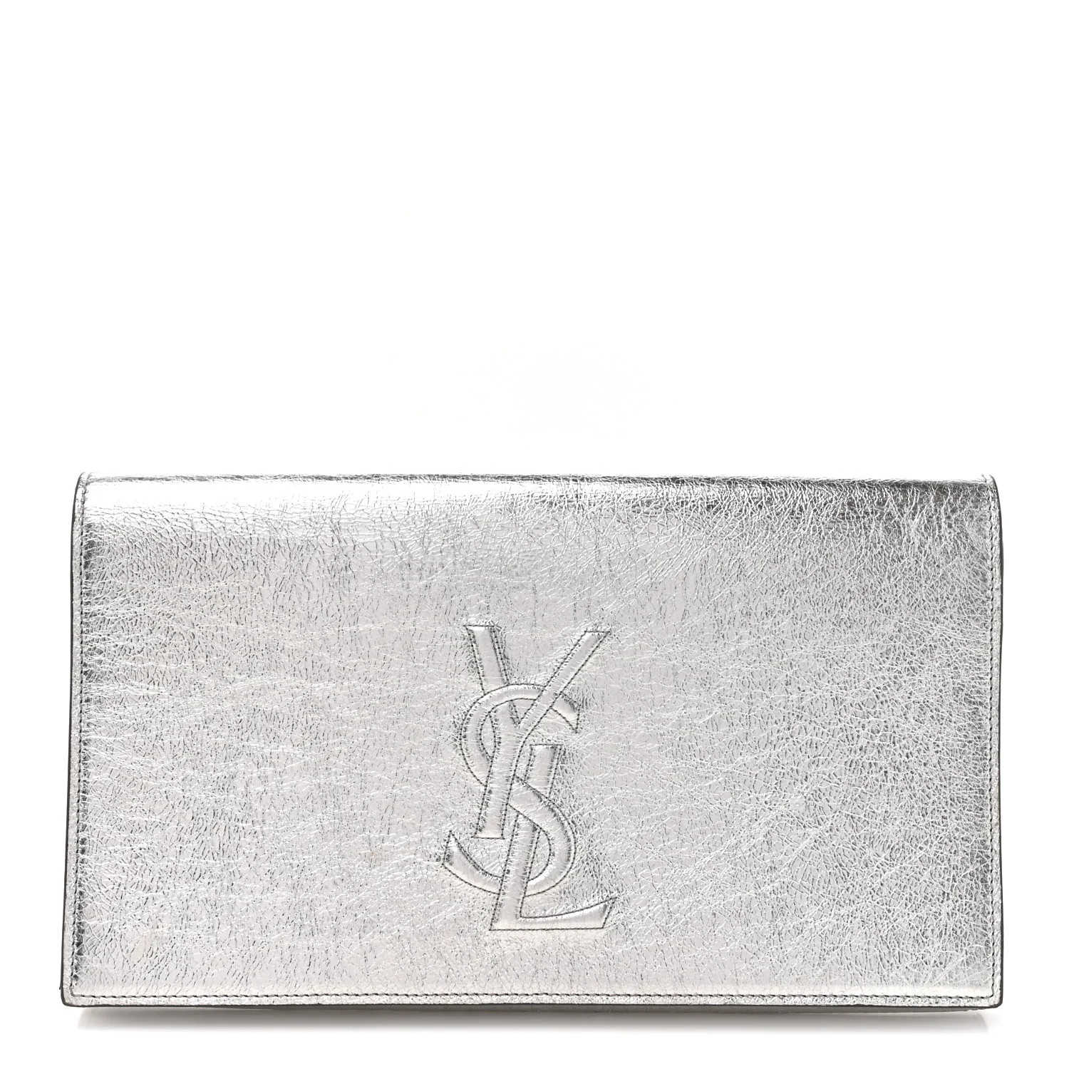 Metallic Calfskin Monogram Large Belle De Jour Clutch Silver | FASHIONPHILE (US)
