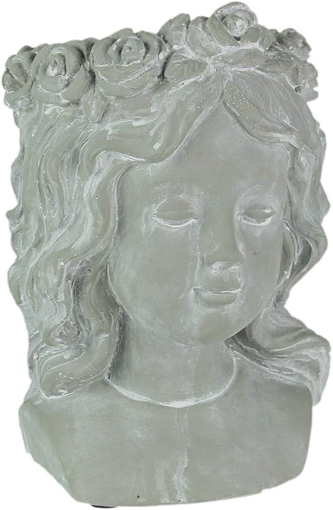 Bhome Whitewashed Gray Concrete Flower Girl Wall Mount Head Planter 9.25 Inches High | Amazon (US)