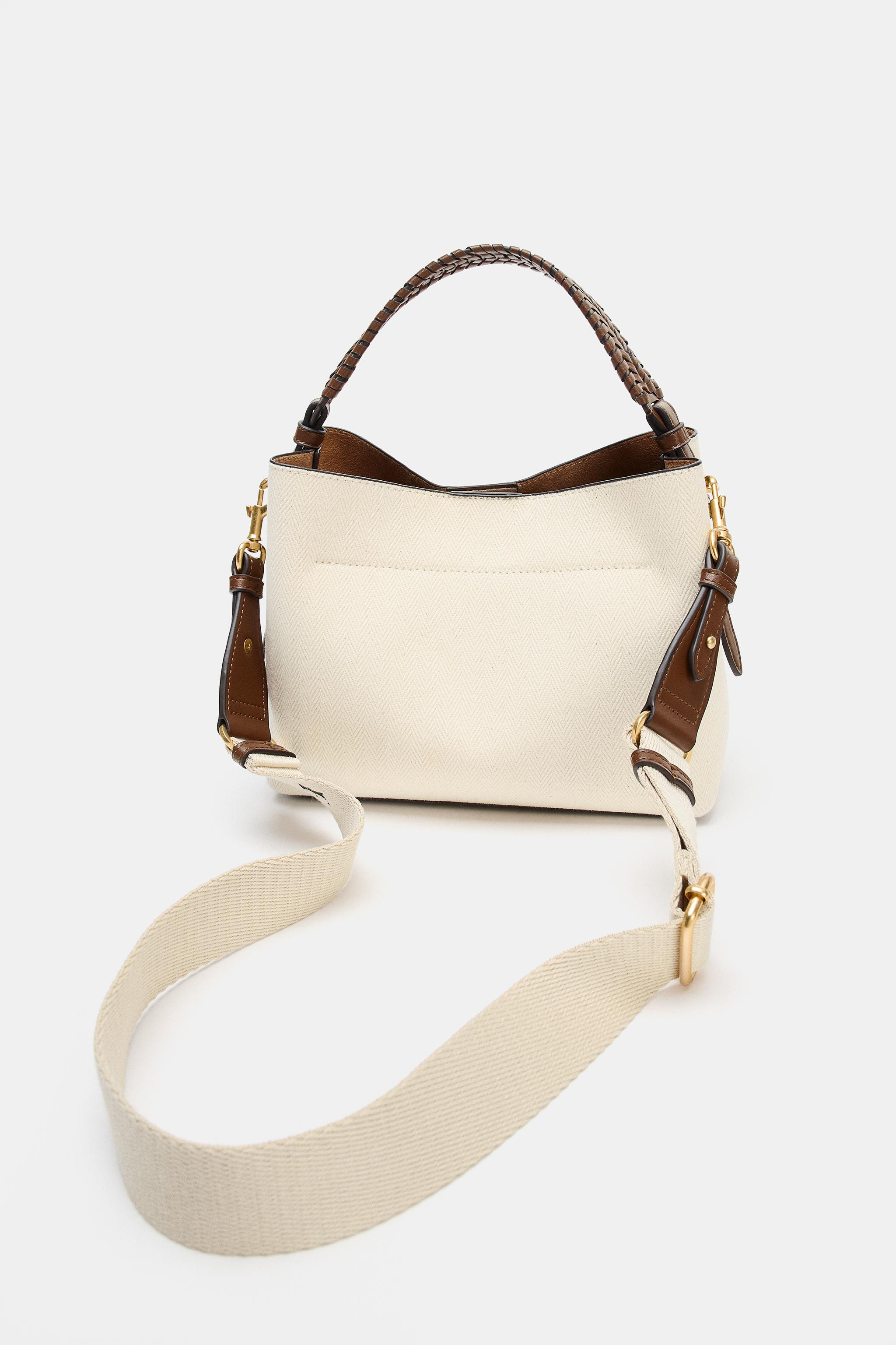 BRAIDED HANDLE CANVAS BUCKET BAG | Zara UK