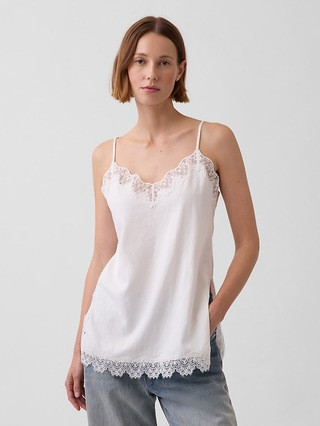 Linen-Blend Lace-Trim Cami | Gap (CA)