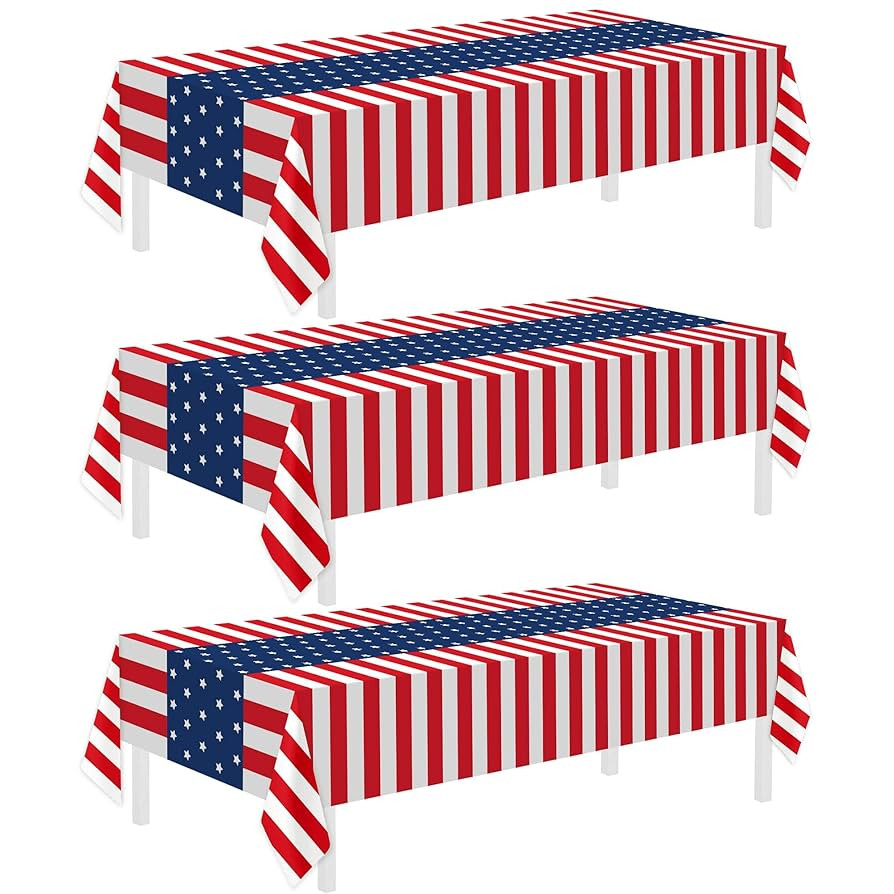 Childom 3 Pack Patriotic Tablecloth,Disposable Plastic Tablecloth 54"x108" Patriotic Decorations,... | Amazon (US)
