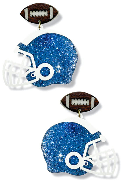 Down Set Hut Blue Football Helmet Earrings | The Willow Tree