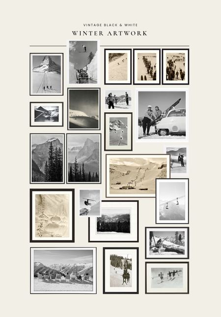 Classic black & white vintage ski and winter art… 

#LTKhome #LTKSeasonal