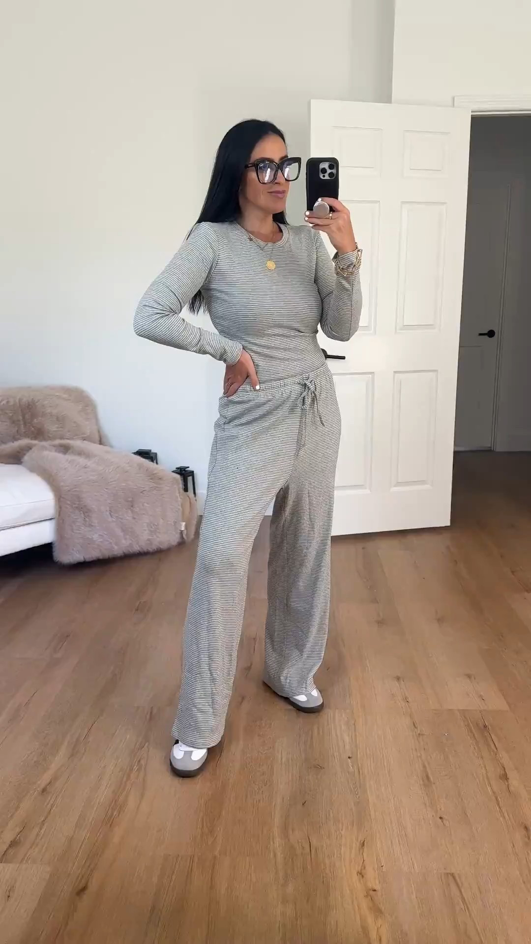 Two Piece Sets Fall Fashion Striped set wearing size medium. 