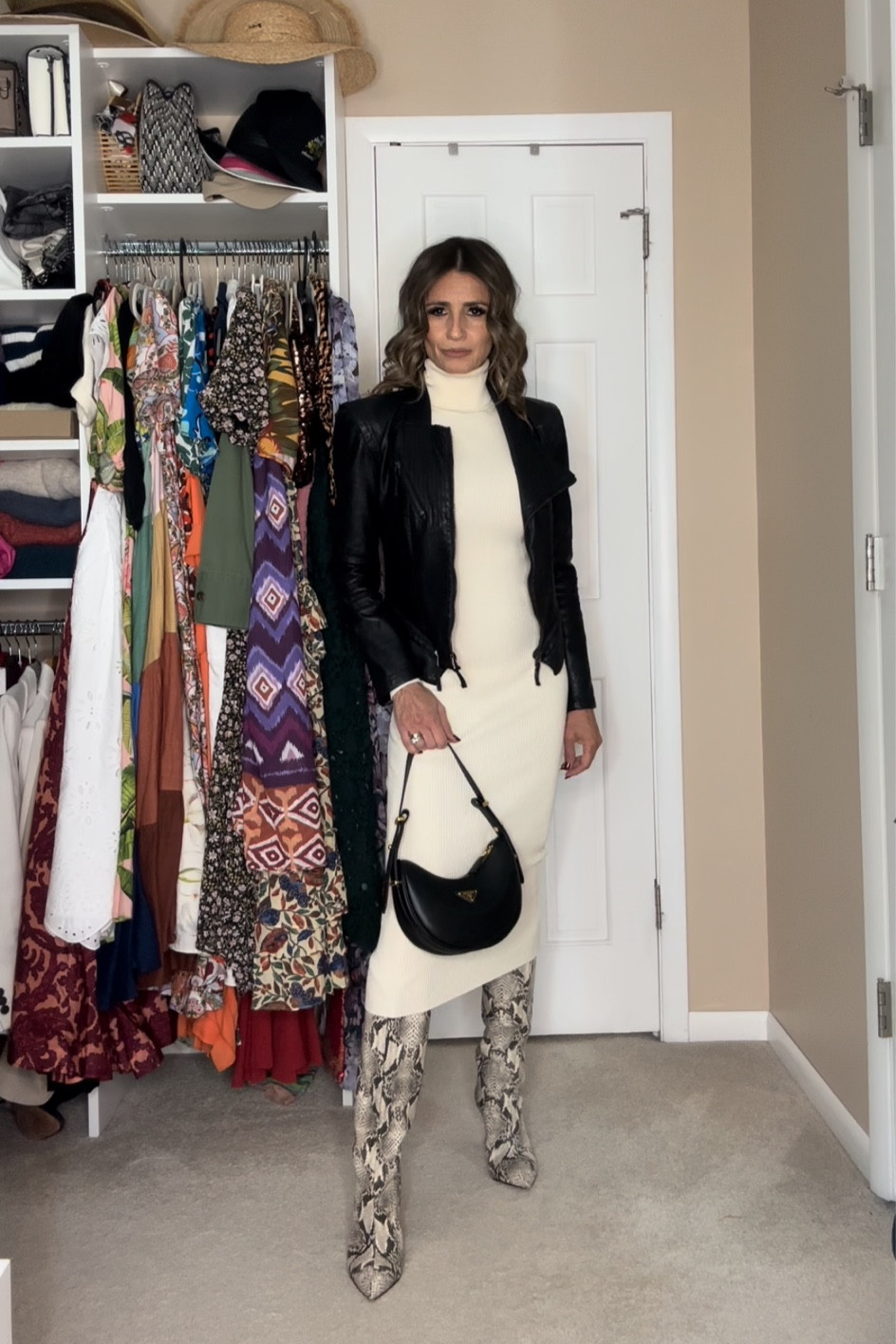 Chic but cool look with the Amazon sweater dress that fits true to size and the faux leather jacket.

The jacket fits small. I sized up to a size S

Boots are my favorite heeled boots for fall/Winter. They are super comfortable 

#LTKstyletip #LTKover40 #LTKfindsunder50