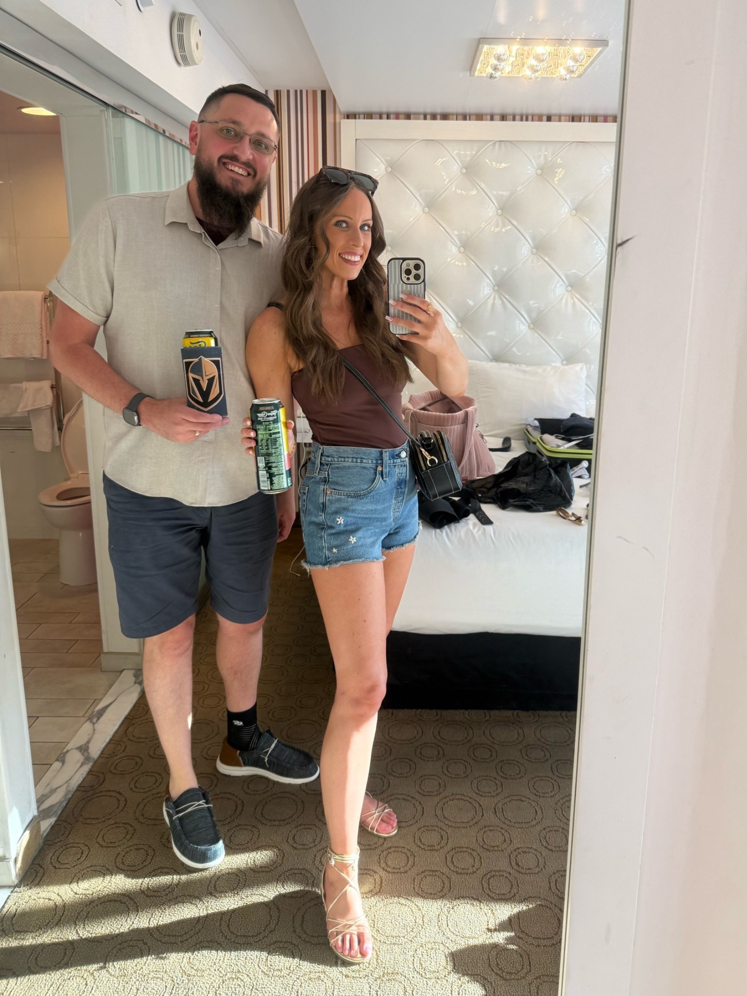 Casual outfit idea 🤎

Denim shorts, brown bodysuit, gold sandals , Amazon fashion , Vegas outfit