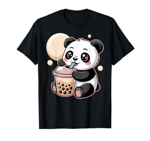 Cute Kawaii Panda Drinking Boba Bubble Tea Aesthetic T-Shirt | Amazon (US)