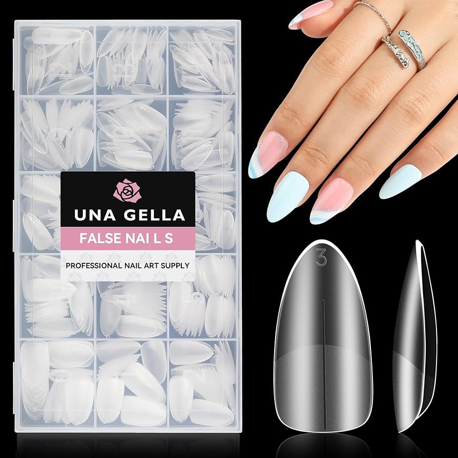 UNA GELLA Almond Nail Tips, 504Pcs Almond Gel X Nail Tips, 15 Sizes Full Matte Surface Nail Tips ... | Amazon (US)
