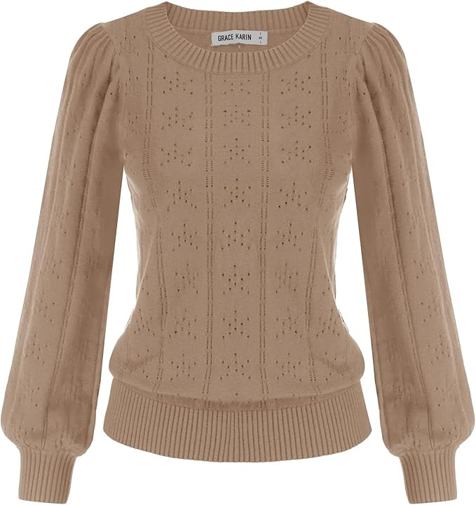 GRACE KARIN Womens Lightweight Thin Summer Pullover Sweater Cute Puff Short Sleeve Tops Pullover ... | Amazon (US)