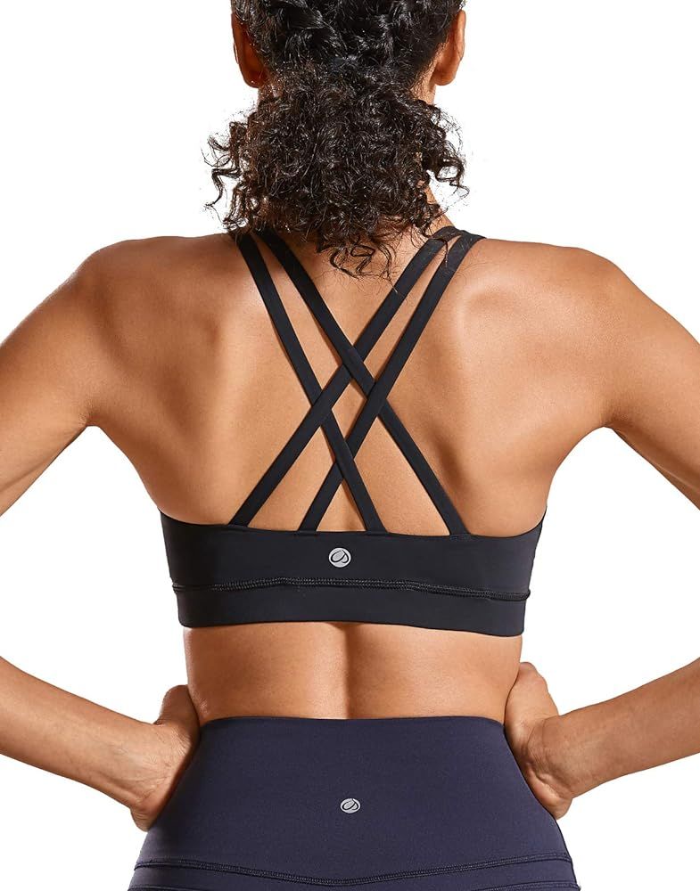 CRZ YOGA Strappy Padded Sports Bra for Women Activewear Medium Support Workout Yoga Bra Tops | Amazon (US)