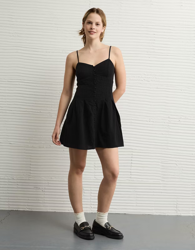 AE Sweetheart Button-Up Mini Dress | American Eagle Outfitters (US & CA)
