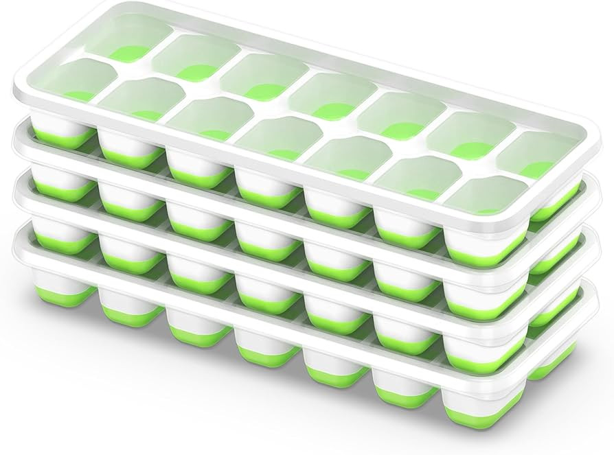 Ice Cube Tray with Lid, 4 Packs 56 Cubes Durable Stackable Ice Cube Trays for Freezer with Remova... | Amazon (US)