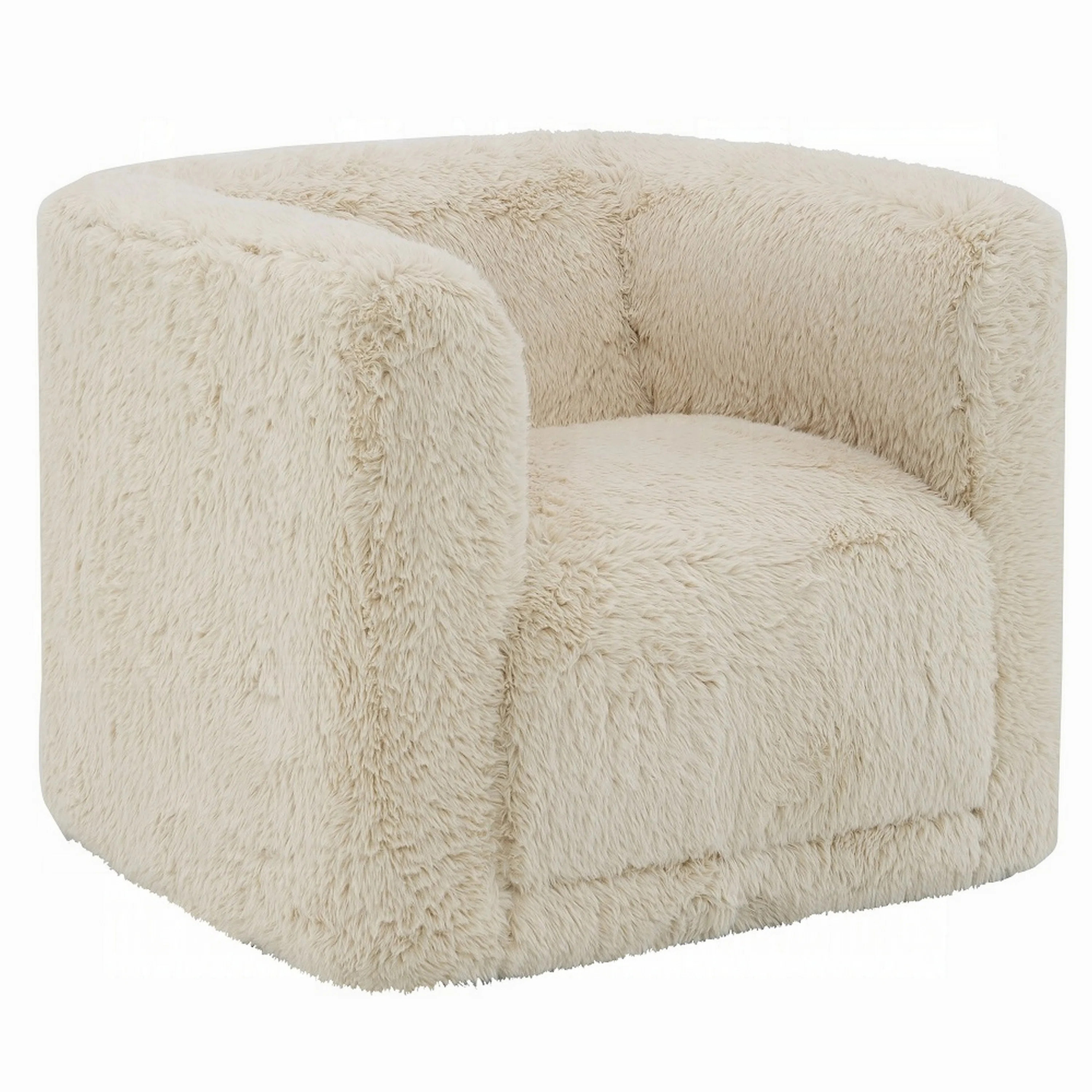 Ivy Bronx Kikuye Faux Fur Swivel Armchair in Beige & Reviews | Wayfair | Wayfair North America