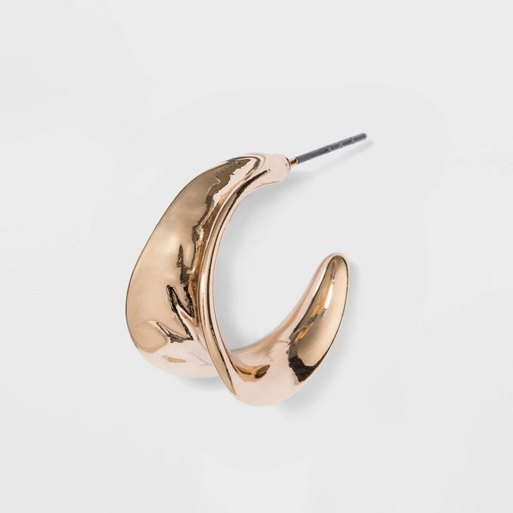 Chunky Hammered Hoop Earrings - A New Day™ Gold | Target