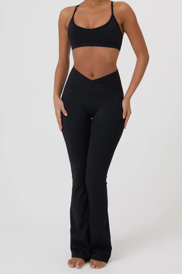 SECOND SKIN FIT FLARE LEGGINGS - BLACK | Another Version