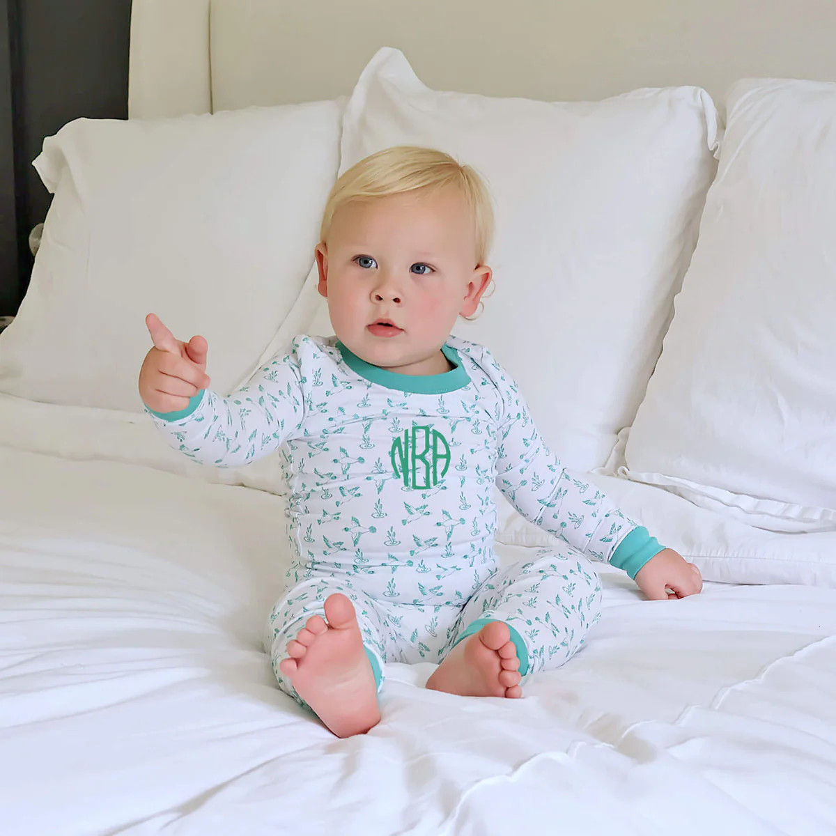 Mallard Pond Knit Print Green Rib Pajamas | Classic Whimsy