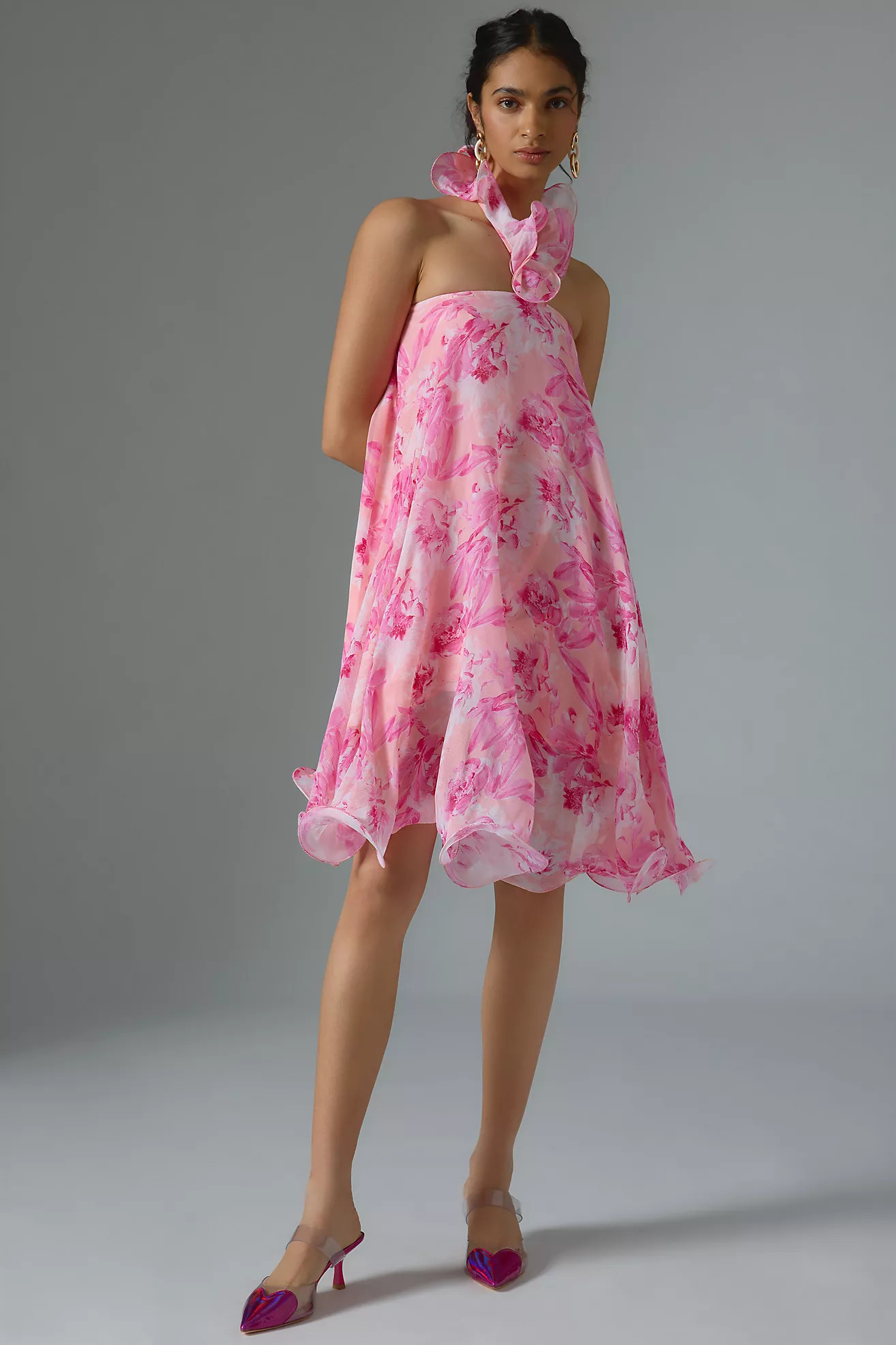 Mandira Wirk Floral Halter Swing Dress | Anthropologie (US)