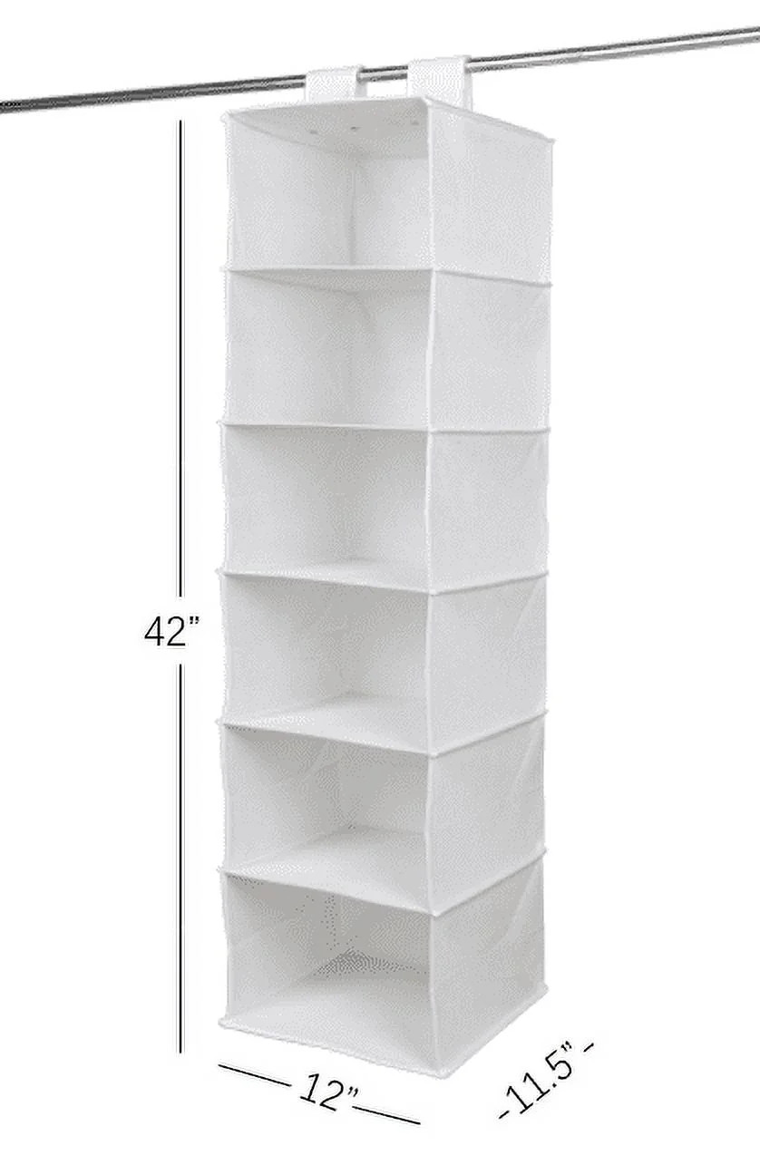 Mainstays 6 Shelf Non Woven Hanging Closet Organizer, Arctic White, Adult and Child | Walmart (US)