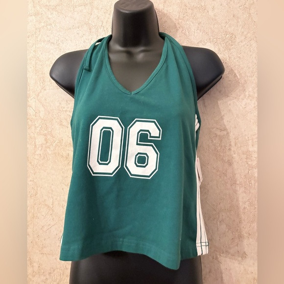 Rebellious One Teal Halter Crop Top with Number Print | Poshmark